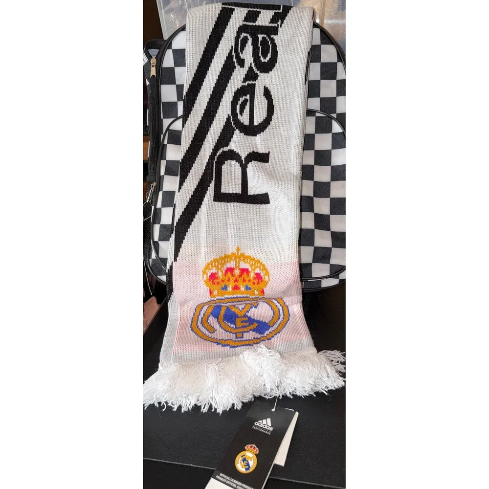 Adidas Real Madrid‎ Knit Scarf Unisex OSFM White Official Licensed Product NEW